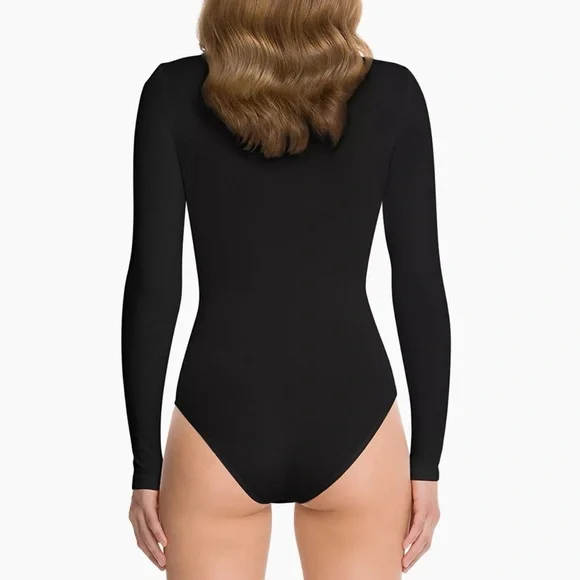 WOLFORD BLACK BERLIN ROUND NECK LONG SLEEVE BODYSUIT